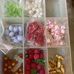 Vintage acrylic bead collection with box